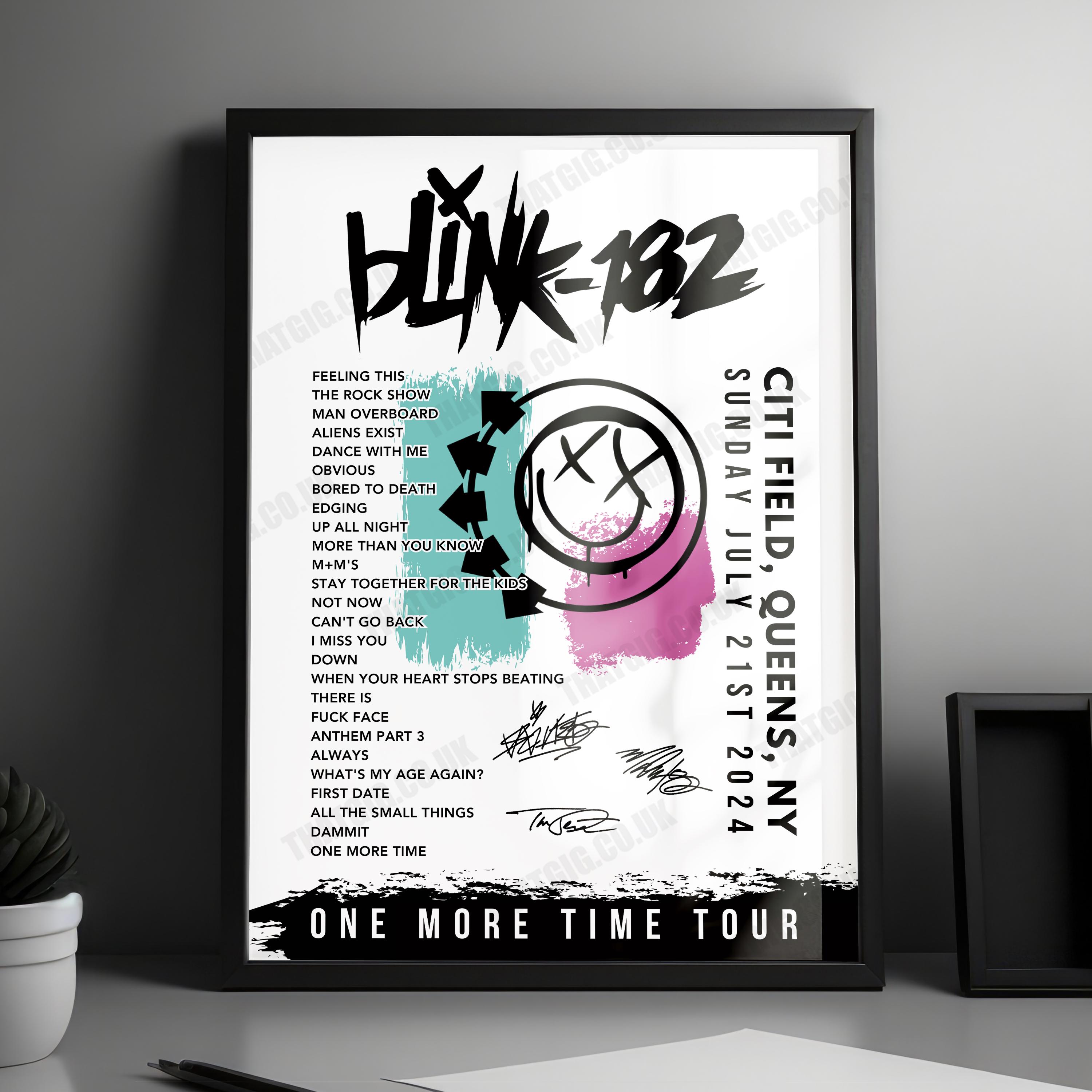 Blink-182 Setlist Poster Citi Field, Queens, NY, USA July 21st 2024 - Etsy