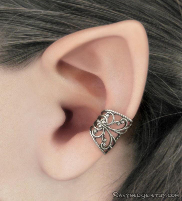 Filigree Silver Ear Cuff Fantasy Ear Cuff for Concha Steampunk