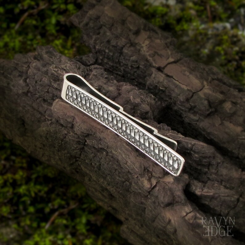 Dragon Scale Tie Bar, 925 sterling silver