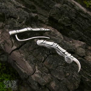 Raven Claw Ear Climber Earrings, Pair, 925 sterling silver crow talon crawler earrings, dragon claw statement earrings
