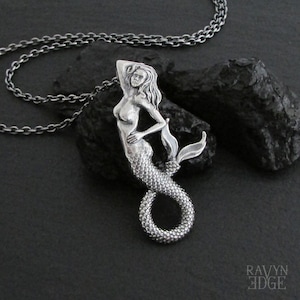 Mermaid necklace sterling silver, mermaid jewelry for adults, beach lovers gift for her, under the sea, mythical creature, mermaid pendant