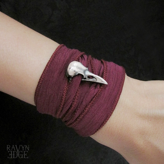 Men's Vintage Norse Viking Pirate Raven Crow Skull Leather Wristband  Bracelet | eBay