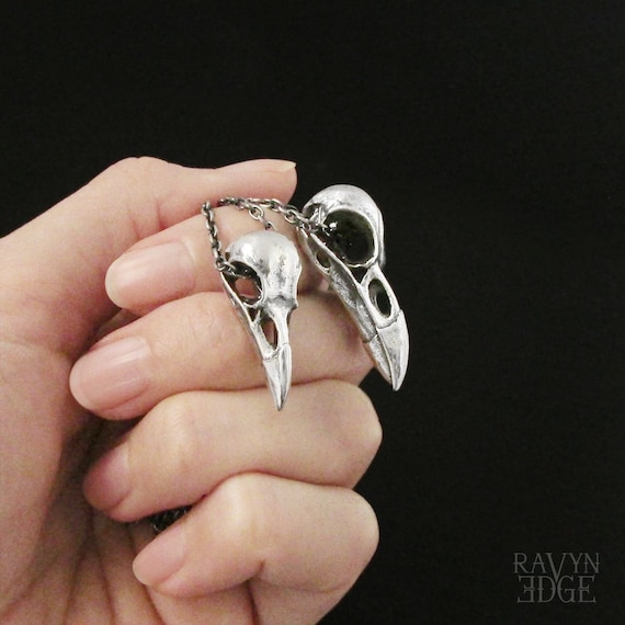 Raven Skull Couples Necklace Set Matching Crow Skull Necklace