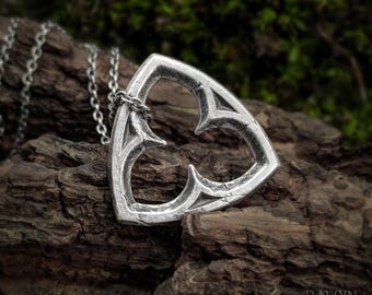 Trefoil Gothic Window Necklace, Sterling silver geometric triangle necklace, medieval castle architecture pendant for dark academia