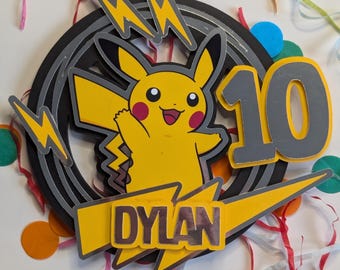 Personalised Pikachu Inspired Cake Topper