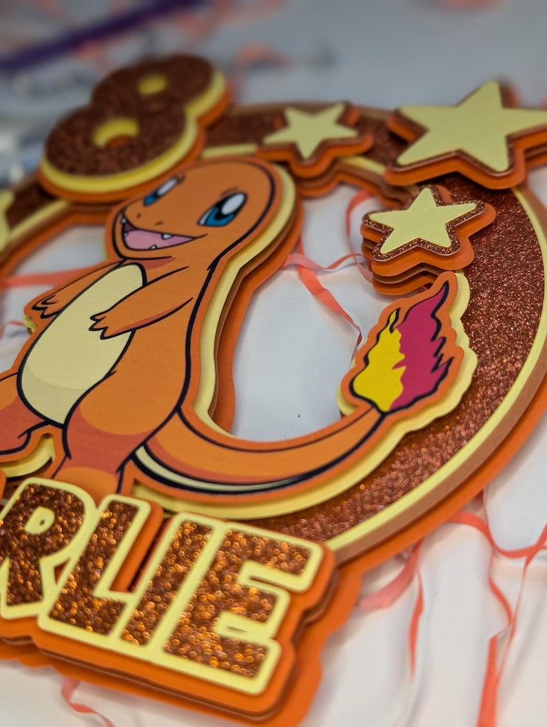Charmander Lettering Custom Charmander Pokémon Cake Topper - Etsy