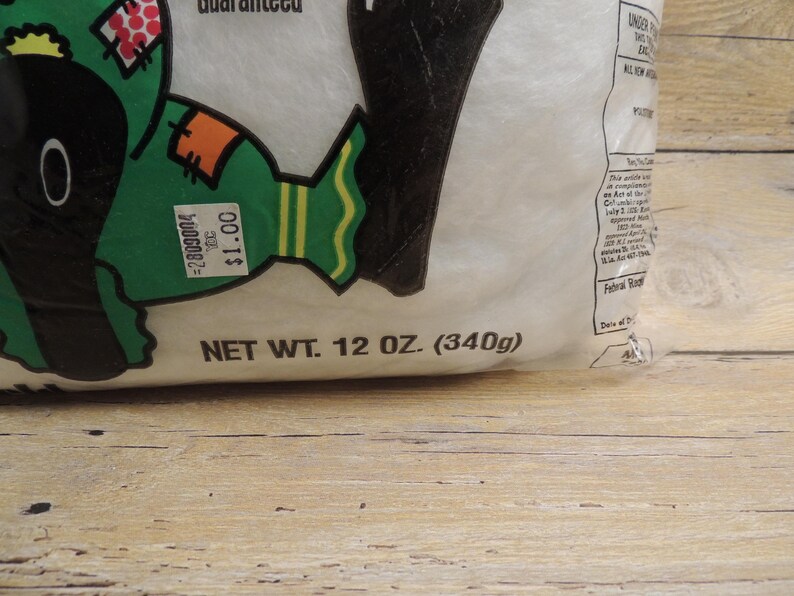 Vintage Polyester Fiberfill E-Z Stuff, Retro 12oz Bag Craft Stuffing for Pillows & Toys, Collectible Clown Packaging, Set of 2