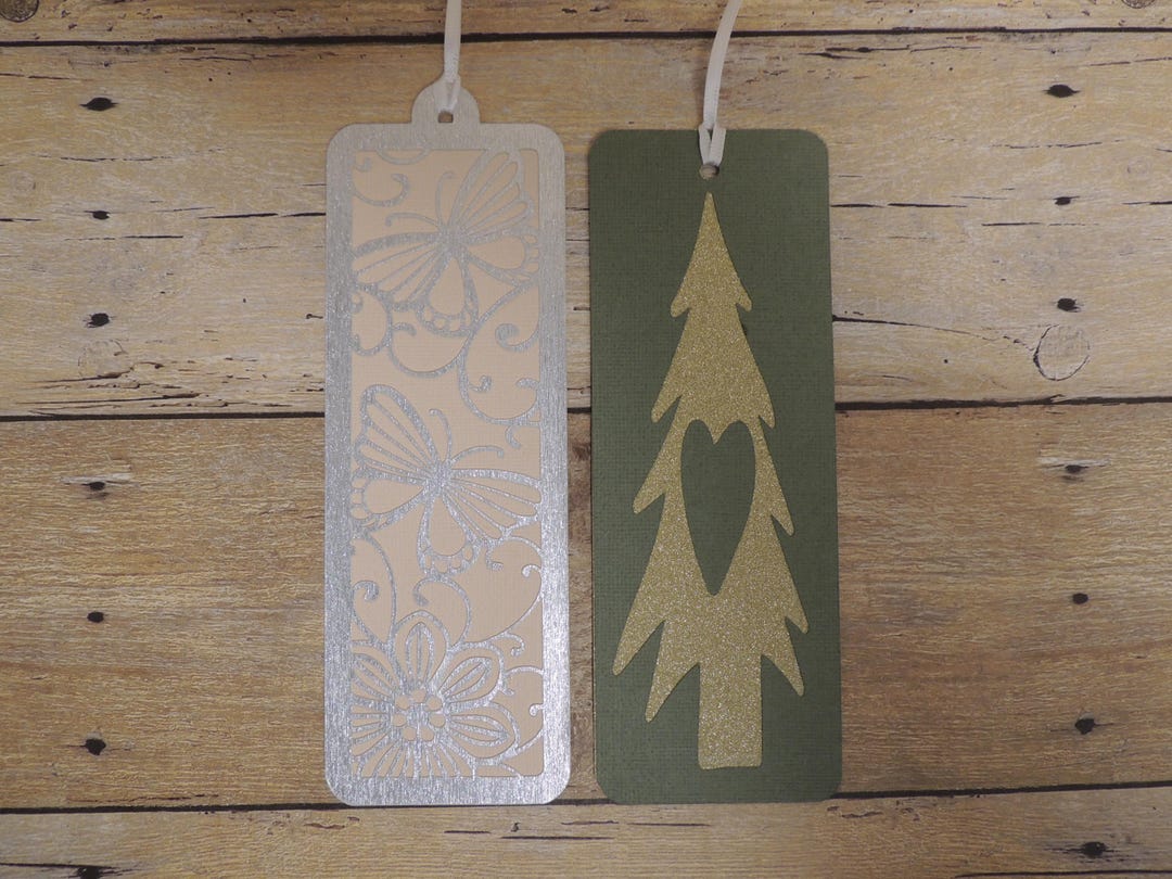 Layered Cardstock Bookmarks Two Design Choices: Butterfly and Pine Tree ...