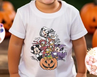 Mickey And Friends Halloween Kids Shirt, Disney Pumpkin Toddler Sweatshirt, Spooky Season Baby Onesie®, Disney Halloween Tee, Halloween Gift