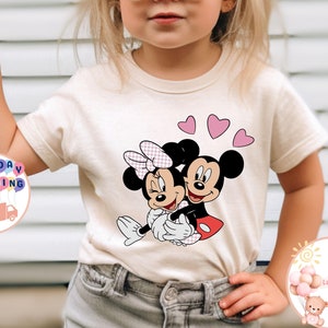 Mickey And Minnie Valentine Kids T-Shirt, Valentine Heart Baby Bodysuit, Disney Valentines Day Toddler Sweatshirt, Cute Valentine Shirt