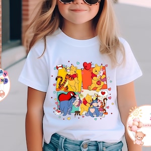 Winnie The Pooh Valentines Day Kids T-Shirt, Pooh Bear And Friend Valentine Toddler Sweatshirt, Disney Valentines Day Baby Bodysuit
