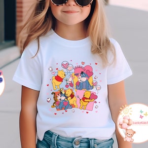 Winnie The Pooh Valentines Day Kids Shirt, Mickey Balloons Valentine Toddler Sweatshirt, Pooh And Friends Valentine Baby Bodysuit