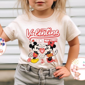 Valentine On Main Street Kids Shirt, Mickey And Minnie Valentines Day Toddler Sweatshirt, Disneyland Valentine Baby Onesie®, Valentine Gift