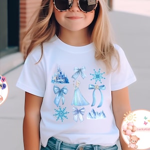 Disney Elsa Kids T-Shirt, Coquette Frozen Girls Shirt, Princess Bow Toddler Sweatshirt, Disneyland Girls Trip Tee, Princess Elsa Bow Shirt