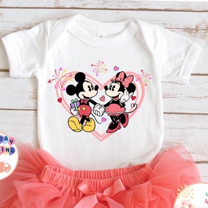 Valentines Day Mickey And Minnie Baby Onesie®, Valentine Heart Kids T-Shirt, Disney Valentine Toddler Sweatshirt, Valentines Day Gift