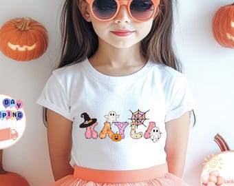 Personalized Halloween Kids T-Shirt, Halloween Name Toddler Sweatshirt, Custom Ghost Baby Onesie®, Custom Name Girl Shirt, Halloween Gift