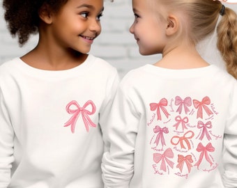 Valentines Day Pink Bows Girl Shirt, Two Sided Bows Kids Shirt, Cute Bows Toddler Sweatshirt, Valentine Bows Toddler T-Shirt, Valentine Gift