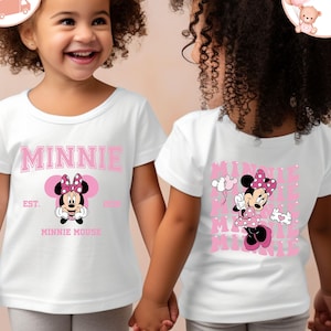 Minnie Est 1938 Kids T-Shirt, Minnie Mouse Toddler Sweatshirt, Two-Sided Minnie Shirt, Disney Family Baby Onesie®, Girls Minnie Shirt