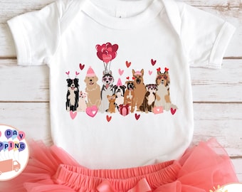 Valentine Dogs Kids Shirt, Valentines Day Dogs Toddler Sweatshirt, Dog Lover Valentine Baby Bodysuit, Valentines Day Gift, Cute Dogs Shirt
