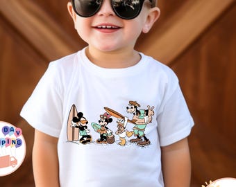 Mickey and Friends Beach Kids Shirt, Disney Summer Baby Bodysuit, Disney Surfing Toddler Sweatshirt, Disney Beach Tee, Disneyland Trip Shirt