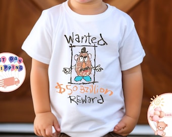 Mr. Potato Head Wanted Reward Kids T-Shirt, Disney Toy Story Toddler Sweatshirt, Mr. Potato Head Baby Onesie®, Toy Story Toddler Tee