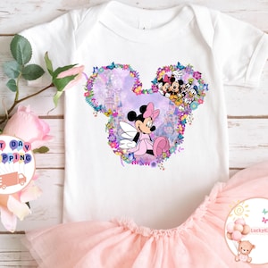 Floral Minnie Mouse Baby Onesie®, Mickey And Friends Kids T-Shirt, Disney Castle Toddler Sweatshirt, Disneyland Trip Tee, Girls Disney Shirt