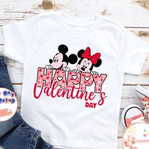 Mickey And Minnie Valentine Kids T-Shirt, Happy Valentines Day Toddler Sweatshirt, Disney Valentine Baby Bodysuit, Valentine Gift For Kids