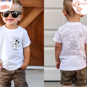 Custom Mickey And Minnie Kids T-Shirt, The Happiest Place On Earth Toddler Sweatshirt, Disney Castle Baby Bodysuit, Personalized Gift