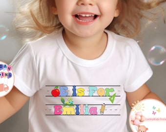 Personalized Alphabet Kids T-Shirt, Custom Name Toddler Sweatshirt, First Day Of School Shirt, Back To School Shirt, Custom Kindergarten Tee