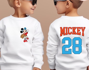 Mickey Mouse Baseball Toddler Sweatshirt, Disney Mickey Kids T-Shirt, Two-Sided Mickey Kids Shirt, Disney Baseball Toddler Tee