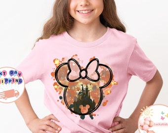 Disney Minnie Mouse Kids T-Shirt, Watercolor Minnie Baby Onesie®, Disney Castle Toddler Sweatshirt, Girls Minnie Shirt, Disneyland Vacation