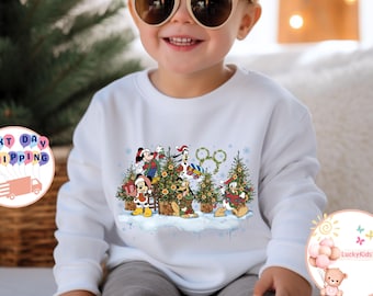 Mickey And Friends Christmas Kids Sweatshirt, Christmas Family Baby Bodysuit, Disney Christmas Party Toddler Shirt, Christmas Gift For Kids