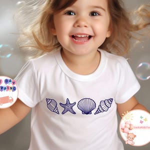 Coastal Seashells Kids T-Shirt, Beach Lover Toddler Sweatshirt, Coastal Beach Baby Onesie®, Kids Summer Shirt, Beach Seashell Tee