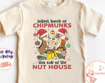 Disney Chip and Dale Christmas Toddler Shirt, Jolliest Bunch of Chipmunks Christmas Kids Shirt, Chip and Dale Sweatshirt, Disney Christmas