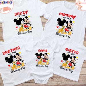 Custom Disney Birthday Boy Family Shirt, Mickey Mouse Birthday Toddler Sweatshirt, Personalized Birthday Baby Onesie®, Disney Birthday Gift