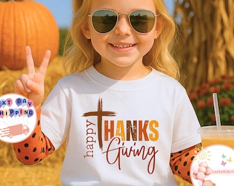 Retro Happy Thanksgiving Kids T-Shirt, Thanksgiving Day Toddler Sweatshirt, Thanksgiving Baby Onesie®, Thanksgiving Shirt, Thanksgiving Gift