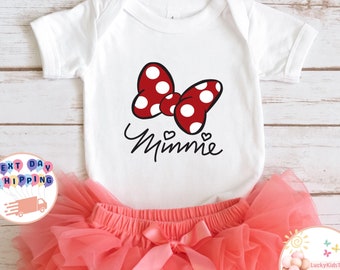 Minnie Mouse Bow Girl Shirt, Big Red Bow Kids T-Shirt, Minnie Trip Sweatshirts, Disneyland Family Baby Bodysuit, Disney Vacation Gift