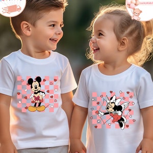 Mickey And Minnie Valentine Toddler Shirt, Valentines Day Baby Bodysuit, Valentine Heart Kids Sweatshirt, Disney Valentine Gift For Kids