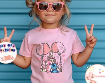 Minnie Bow Stitch and Angel Kids T-Shirt, Disney Castle Toddler Sweatshirt, Magic Kingdom Baby Onesie®, Disney Stitch and Angel Shirt
