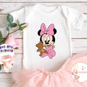 Minnie Mouse Baby Onesie®, Baby Minnie Shirt, Disney Minnie Baby Bodysuit, Minnie Toddler Sweatshirt, Baby Shower Gift, New Born Baby Tee image 1