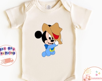 Disney Baby Mickey Bodysuit, Cowboy Baby Mickey Kids Shirt, Cute Mickey Baby Onesie®, Disney Mickey Toddler Shirt, Mickey Mouse Sweatshirt