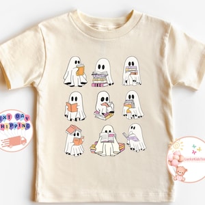 Halloween Ghost Toddler Shirt, Ghost Reading Books Shirt, Cute Halloween Baby Bodysuit, Spooky Season Kids Shirt, Spooky Season Sweatshirt