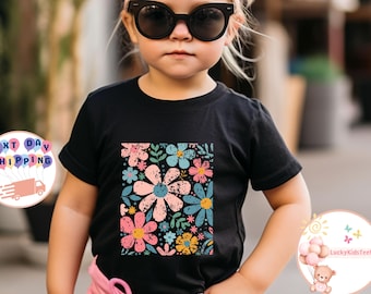 Retro Floral Kids T-Shirt, Summer Flowers Baby Onesie®, Aesthetic Floral Toddler Sweatshirt, Girls Flowers Shirt, Flower Lovers Gift