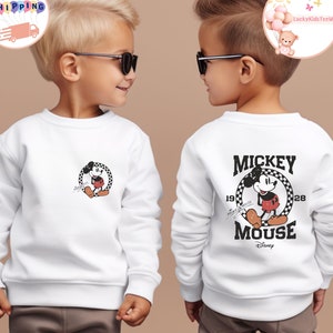 Disney Mickey Mouse Toddler Sweatshirt, Mickey Checkered Kids Shirt, Mickey Baby Bodysuit, Two-Sided Mickey T-Shirt, Disney Family Trip Tee