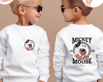 Disney Mickey Mouse Toddler Sweatshirt, Mickey Checkered Kids Shirt, Mickey Baby Bodysuit, Two-Sided Mickey T-Shirt, Disney Family Trip Tee