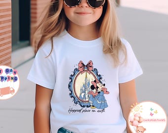 Minnie Coquette Bow Kids T-Shirt, Happiest Place On Earth Toddler Sweatshirt, Minnie Mouse Baby Onesie®, Disney Castle Shirt, Gift For Girls