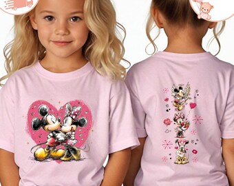 Mickey Minnie Pluto Valentine Kids Shirt, Mickey Minnie Love Toddler Sweatshirt, Disney Valentine's Day  Baby Onesie®, Valentine's Day Gift