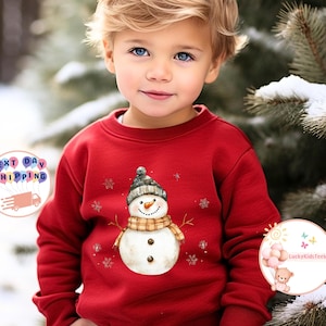 Vintage Snowman Toddler Sweatshirt, Merry Christmas Kids T-Shirt, Cute Snowman Baby Onesie®, Christmas Snowman Shirt, Christmas Trip Tee