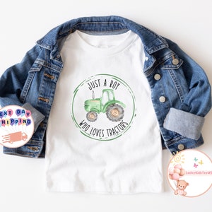Just A Boy Who Loves Tractors Boy Shirt, Tractor Lover Toddler Shirt, Boys Funny Shirt, Gift For Boys, Cute Tractor Baby Bodysuit