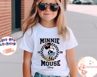Disney Minnie Mouse 1928 Kids T-Shirt, Checkered Minnie Toddler Sweatshirt, Minnie Mouse Baby Onesie®, Disney Trip Girl Shirt, Disney Gift